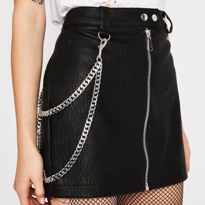 Pleather Mini Skirt (detached chain)